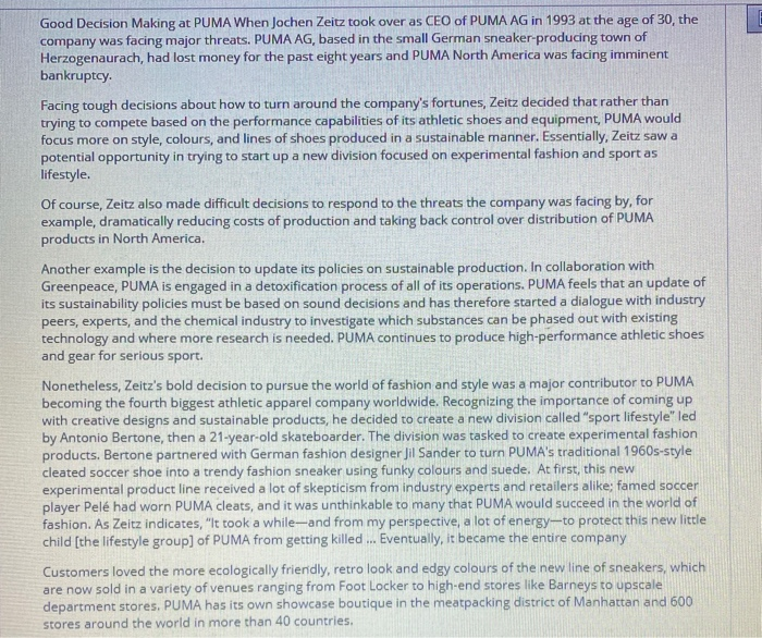 Good Decision Making at PUMA When Jochen Zeitz