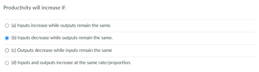 The inventory in a process will decline when: (a)