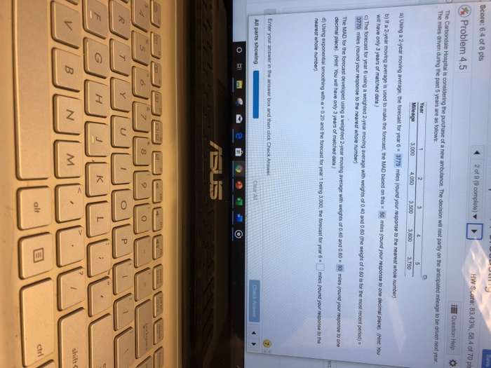 Score: 6.4 of 8 pts * Problem 4.5 ( 2 of 9 0