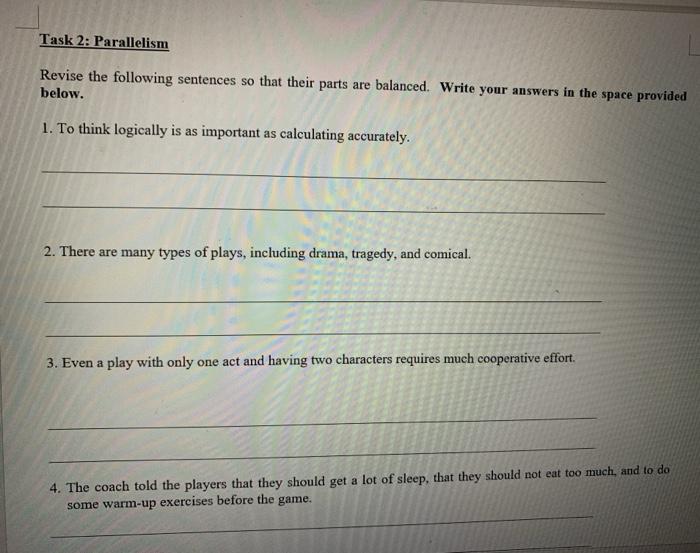 Task 2: Parallelism Revise the following