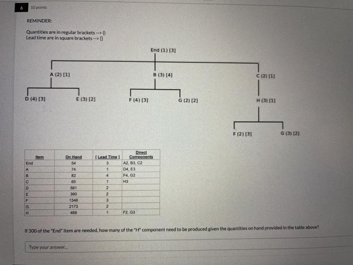 5 5 points REMINDER: Quantities are in regular