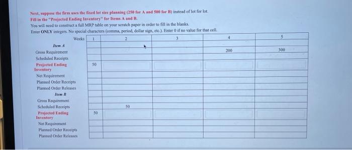 4 3 300 200 First, using the lotforlot planning,