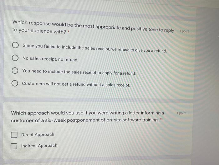 Which response would be the most appropriate and