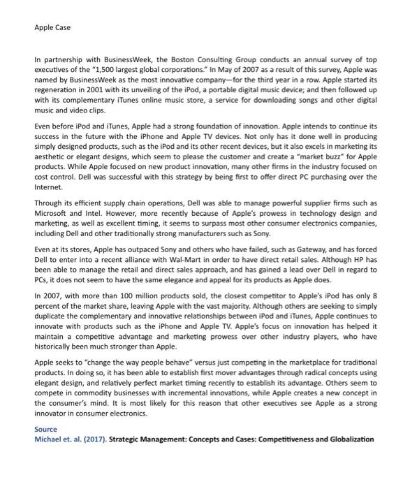 summary for the case study Apple Case In