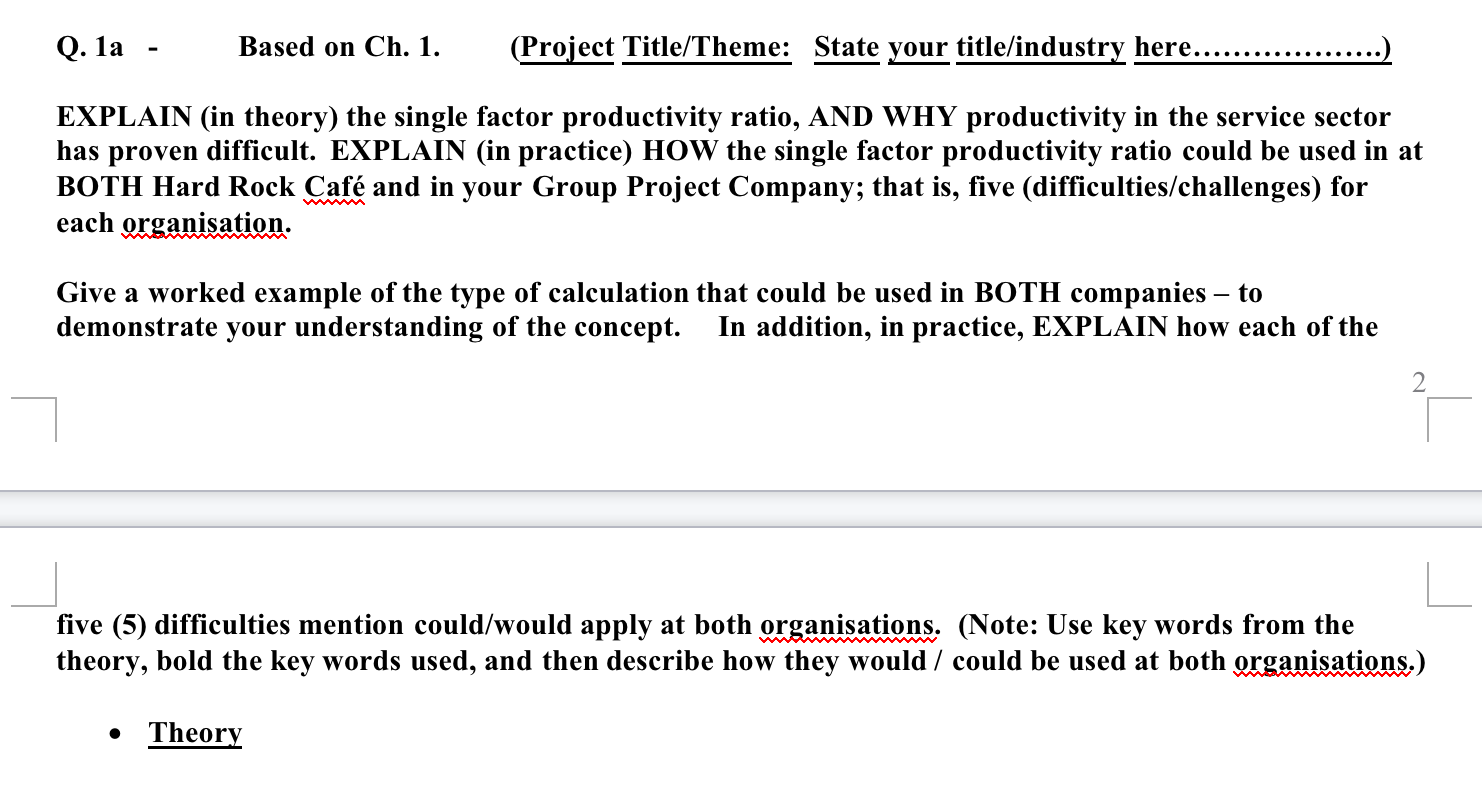 paragraph please Q. 1a - Based on Ch. 1. (Project