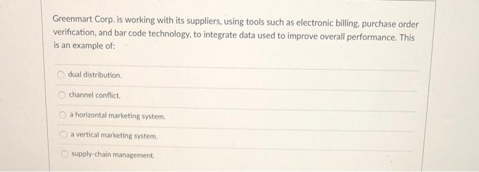 Greenmart Corp. is working with its suppliers,