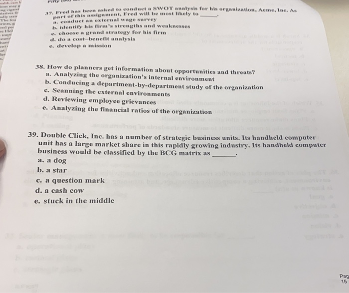 FIR BU hell asked to concret SWOT analysis for