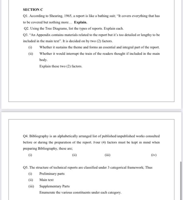 SECTION QI. According to Shearing, 1965, a report