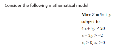 Consider the following mathematical model: Max Z