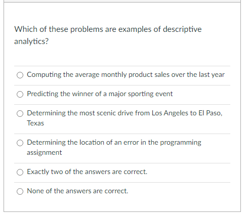 Which of these problems are examples of