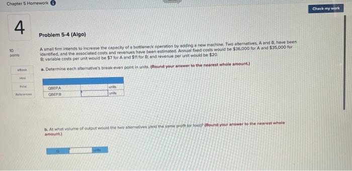 Chapter 5 Homework Check my work 4 Problem 5-4