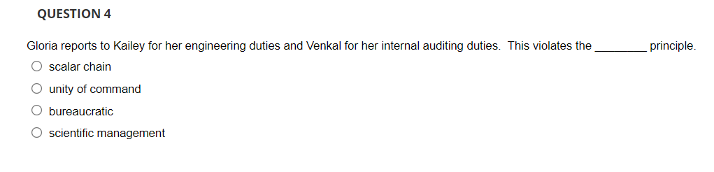 QUESTION 4 Gloria reports to Kailey for her