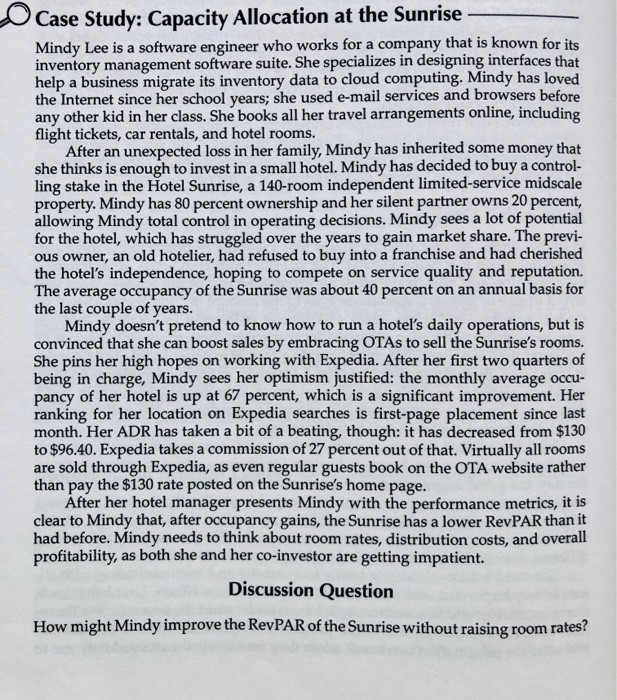 Case Study: Capacity Allocation at the Sunrise