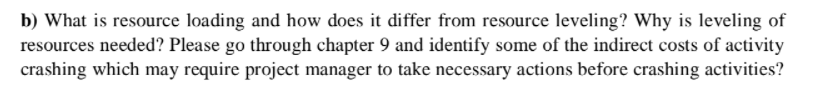 b) What is resource loading and how does it