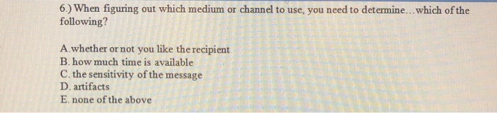 5.) Which would be the best medium or channel for