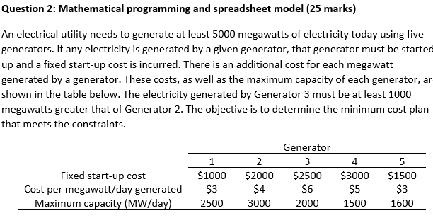 a. Write the mathematical model. (15 marks) To