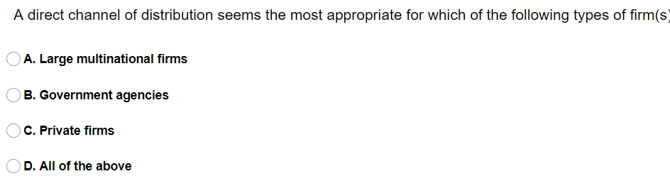 A direct channel of distribution seems the most