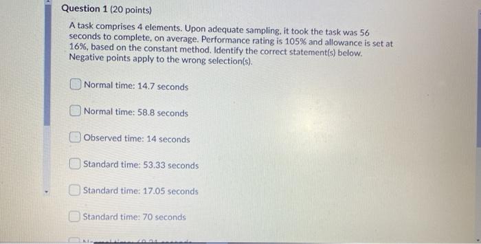 Question 1 (20 points) A task comprises 4