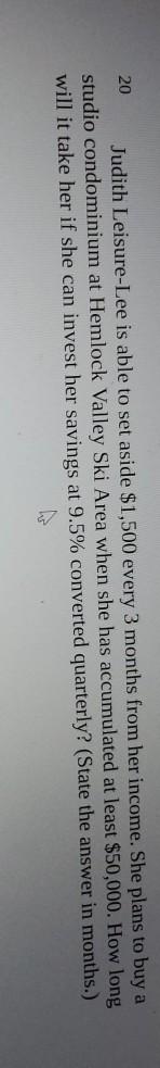 20 Judith Leisure-Lee is able to set aside $1,500