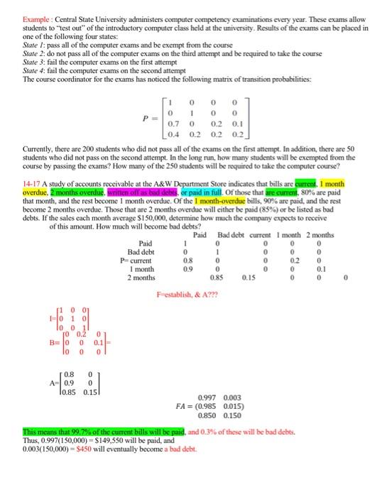 Example: Central State University administers