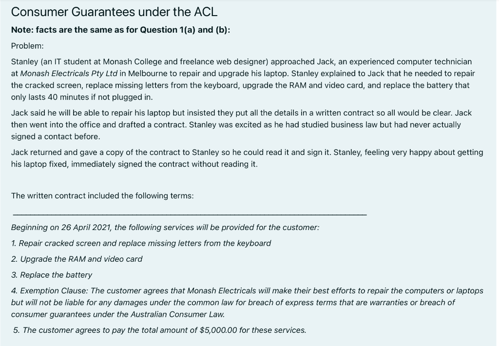 Common Law Terms Problem for Question 1 and 2: