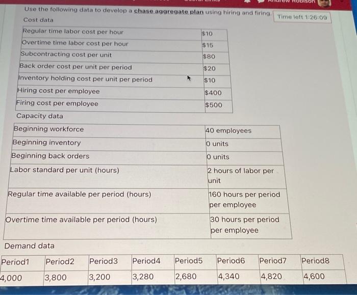 answer all parts please. Use the following data