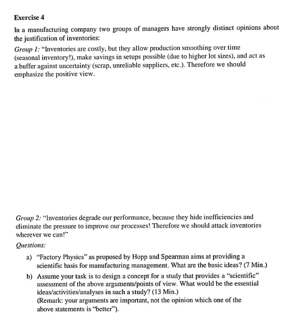 please solve it complete Exercise 4 In a