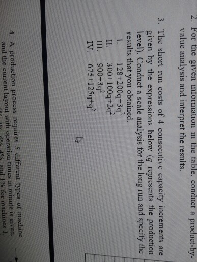 2. For the given information in the table,