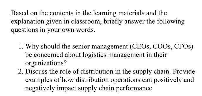 Based on the contents in the learning materials