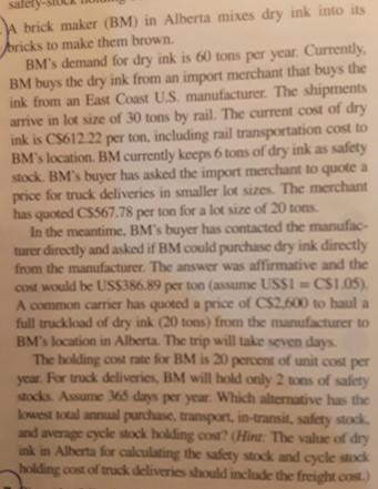 can you answer it? salat A brick maker (BM) in