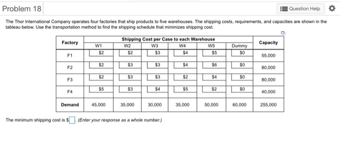Problem 18 Question Help The Thor International