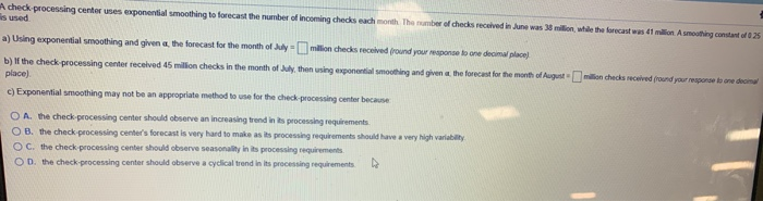 Acheck processing center uses exponential