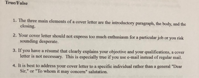 True or False True/False 1. The three main