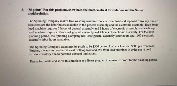 3. (35 points) For this problem, show both the