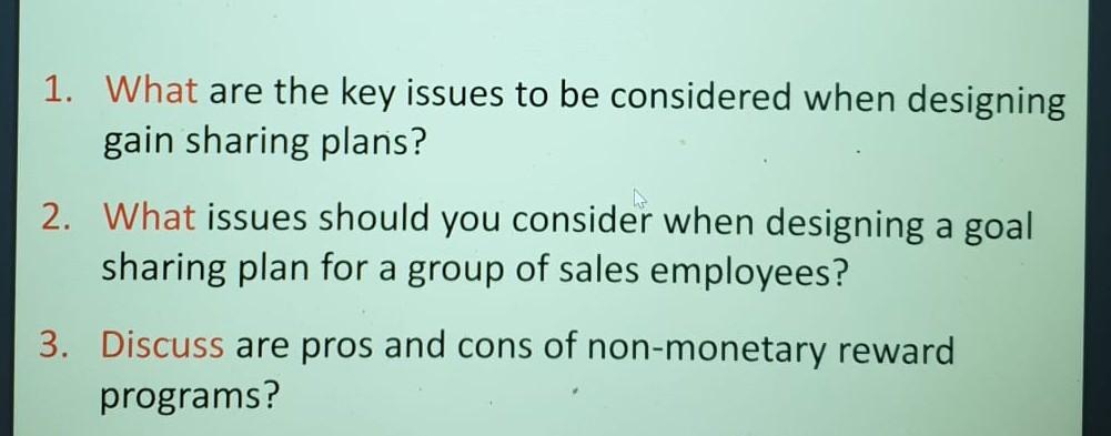 1. What are the key issues to be considered when