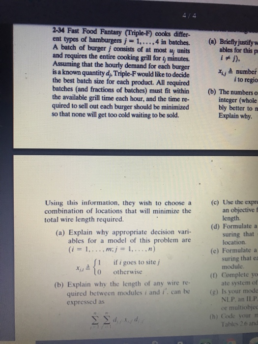 2-34 fast food 414 (a) Briefly justify ables for