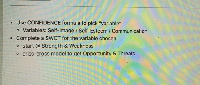 LEADERSHIP: Formula #1: CONFIDENCE = Self Image +