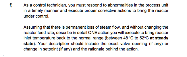 f) As a control technician, you must respond to