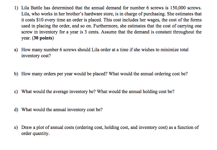 ONLY NEED ANSWER FOR D AND E 1) Lila Battle has