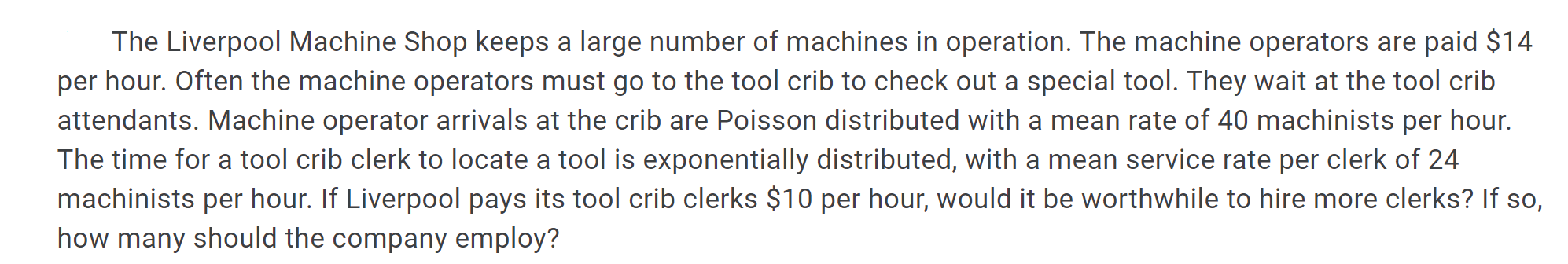 The Liverpool Machine Shop keeps a large number