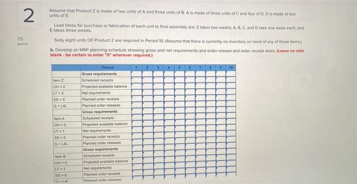 2 Assume that Product is made of two units of A