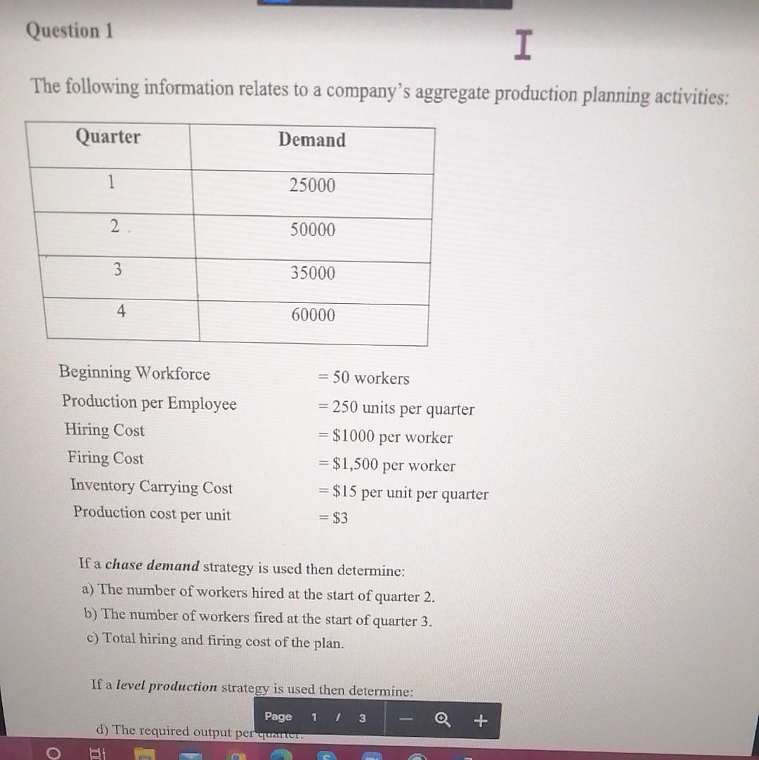 Please help me Question 1 I The following