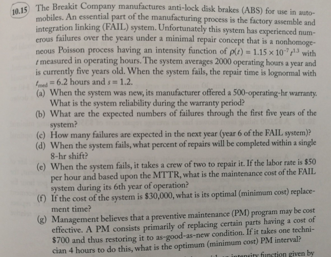 10.15 The Breakit Company manufactures anti-lock
