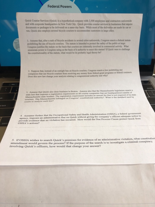 Federal Powers Quick Courier Services (Quick) is