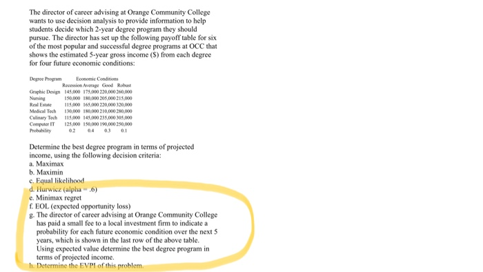 need help with E-H (using excel) The director of