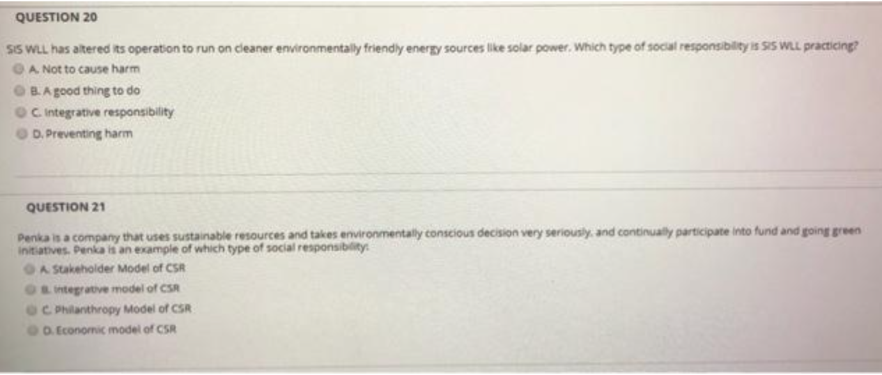 QUESTION 20 SIS WLL has altered its operation to