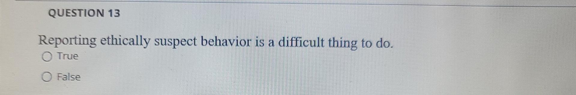 QUESTION 13 Reporting ethically suspect behavior