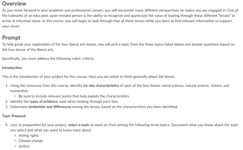 Overview As you move forward in your academic and