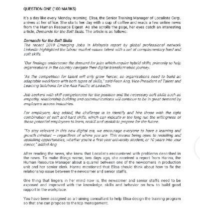 QUESTION ONE (100 MARKS) It's a day like every