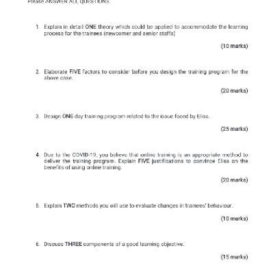 QUESTION ONE (100 MARKS) It's a day like every